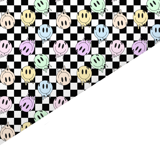 Checker Smiley Canvas And Felt Backed Fabric - SKU B84