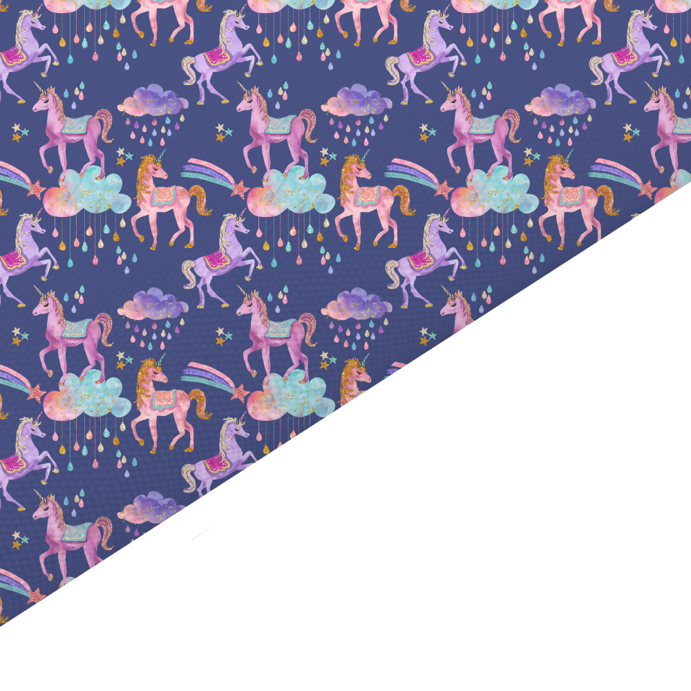 Navy Unicorn Canvas And Felt Backed Fabric - SKU B89