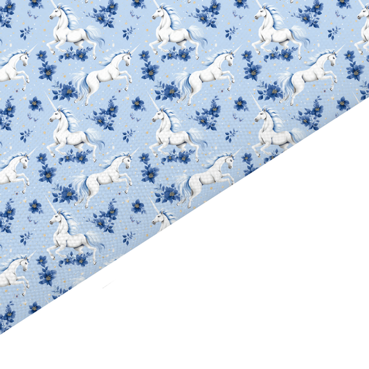 Blue Unicorn Canvas And Felt Backed Fabric - SKU C6