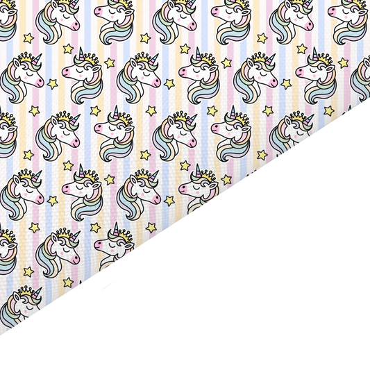 Pastel Rainbow Unicorn Canvas And Felt Backed Fabric - SKU C13