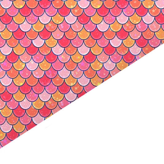 Pink Mermaid Scales Canvas And Felt Backed Fabric - SKU C34