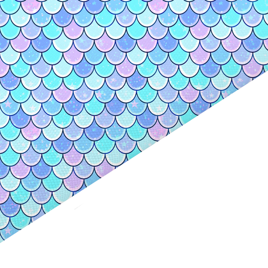 Blue Mermaid Scales Canvas And Felt Backed Fabric - SKU C32