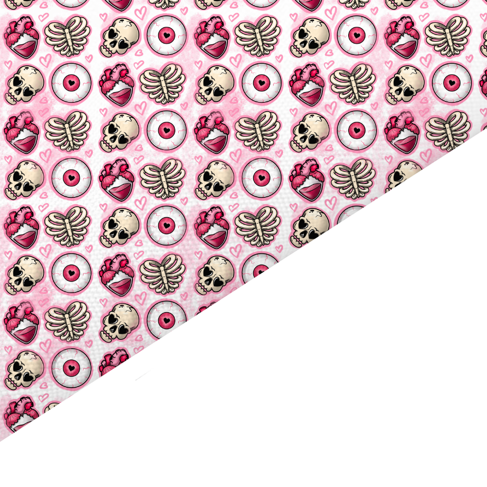 Valentines Skull Canvas And Felt Backed Fabric - SKU C48