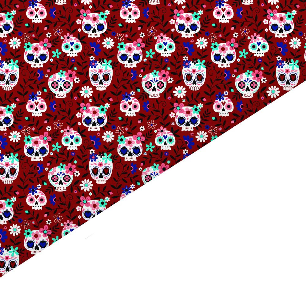 Burgundy Skull Canvas And Felt Backed Fabric - SKU C42