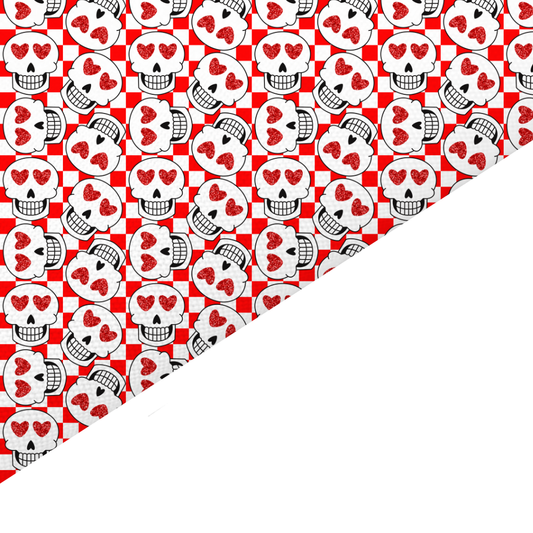 Red Valentines Skull Canvas And Felt Backed Fabric - SKU C50