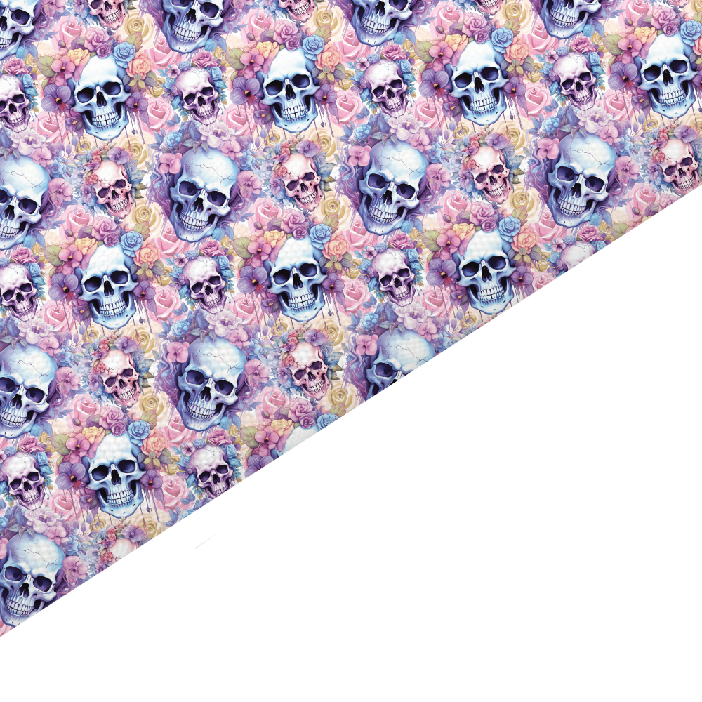 Floral Skull Canvas And Felt Backed Fabric - SKU C55