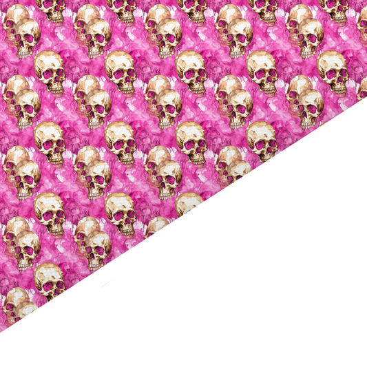 Pink Gold Skull Canvas And Felt Backed Fabric - SKU C51