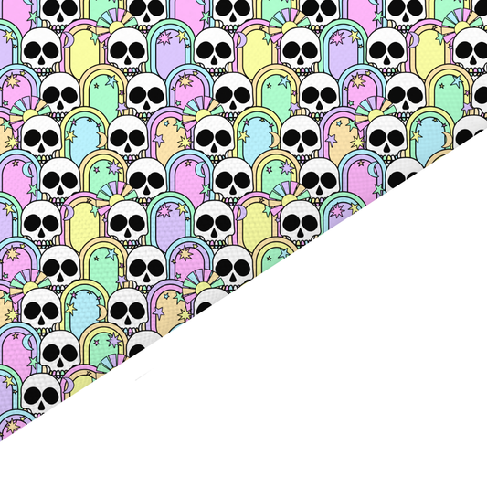 Rainbow Skull Canvas And Felt Backed Fabric - SKU C61