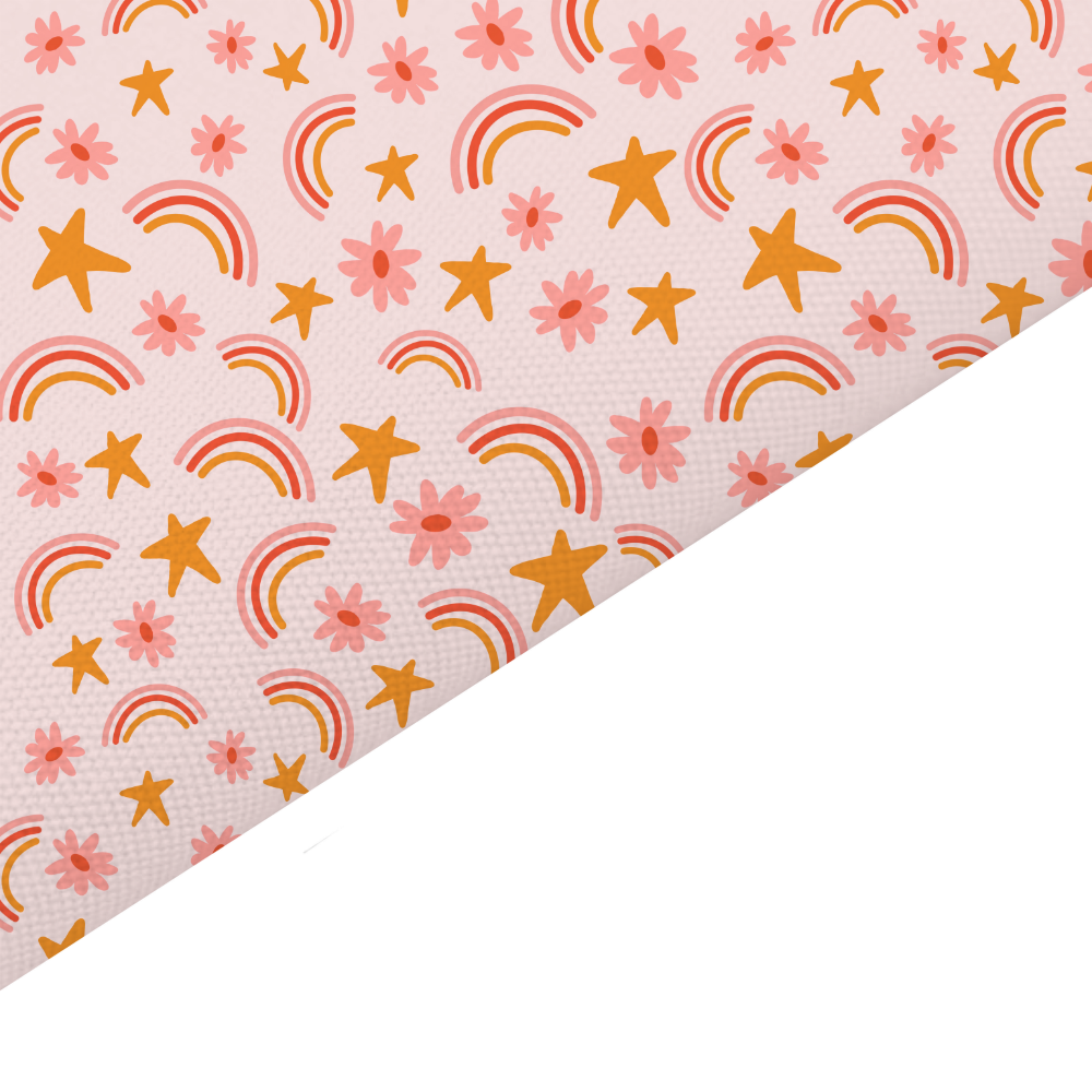 Peach Rainbow Canvas And Felt Backed Fabric - SKU D23