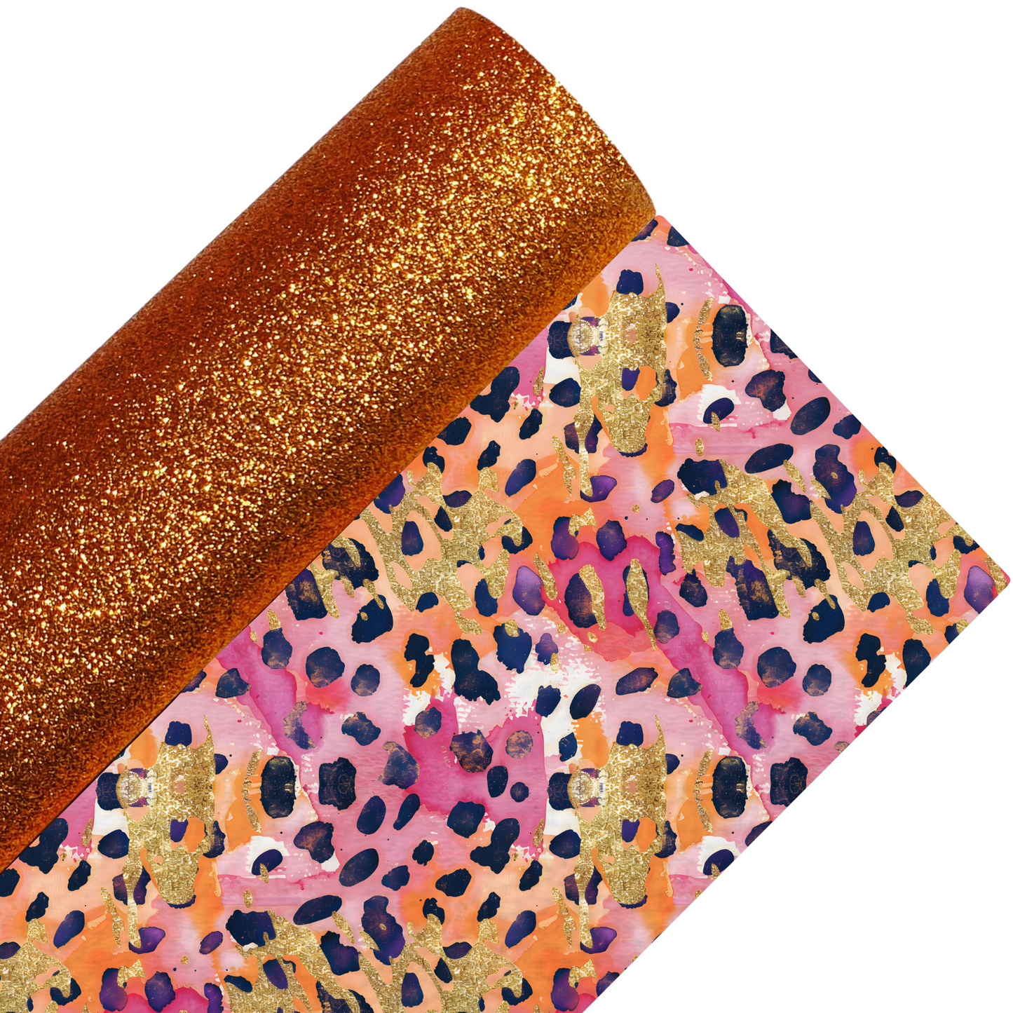 Leopard Print Fine Glitter Double Sided Fabric