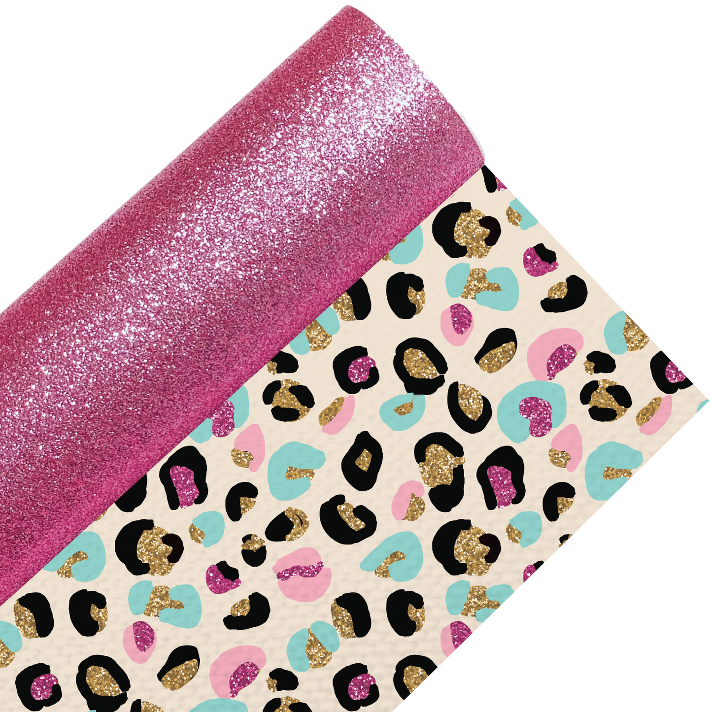 Leopard Print Fine Glitter Double Sided Fabric