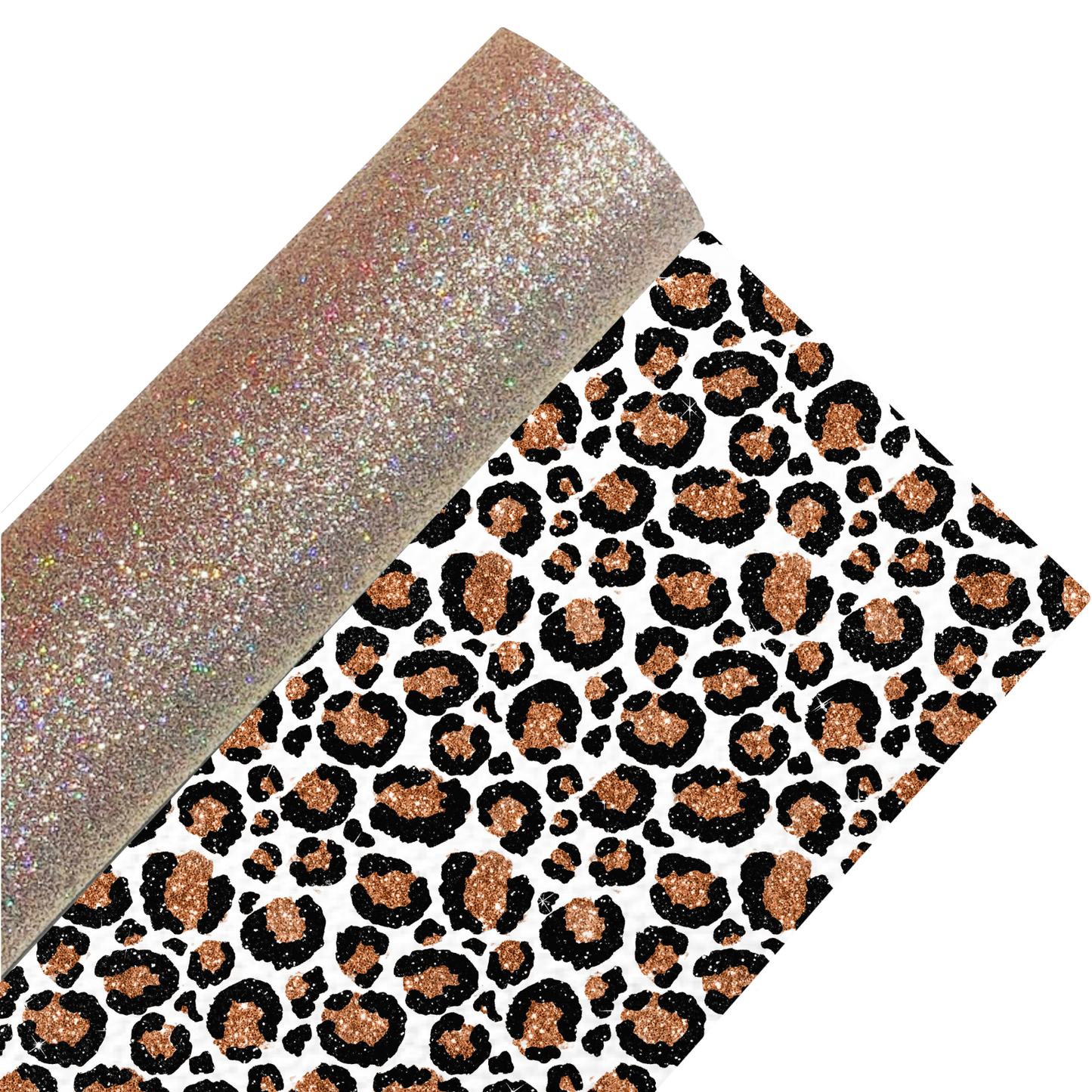 Leopard Print Fine Glitter Double Sided Fabric