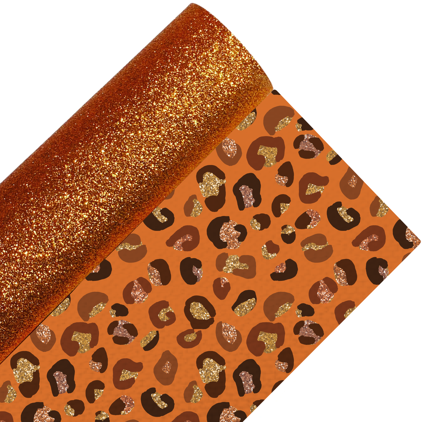 Leopard Print Fine Glitter Double Sided Fabric