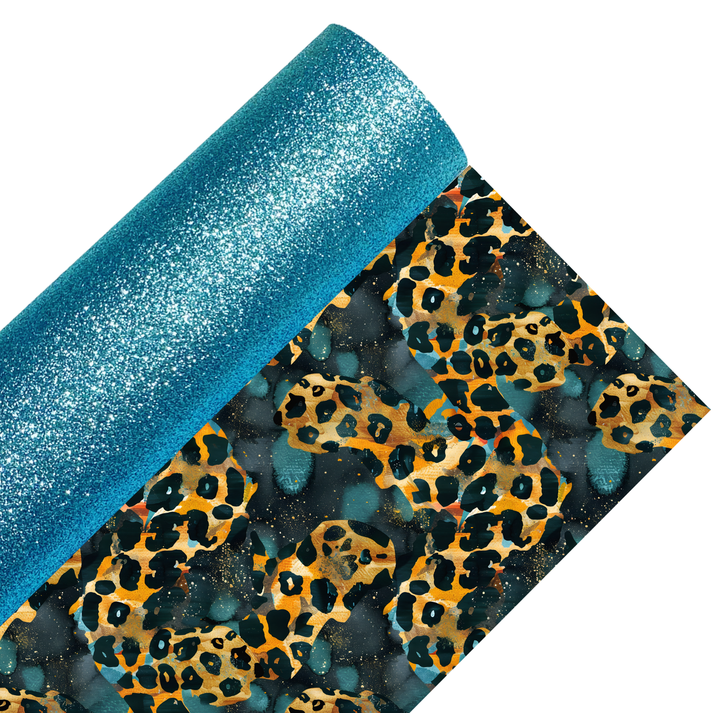 Leopard Print Fine Glitter Double Sided Fabric