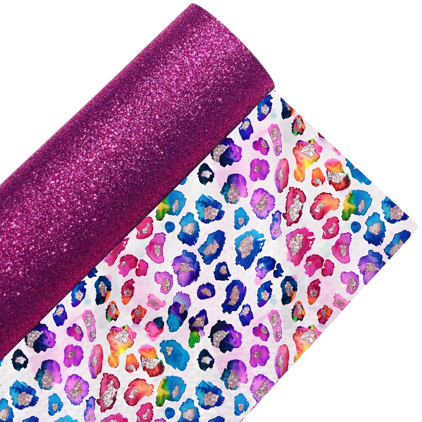 Leopard Print Fine Glitter Double Sided Fabric