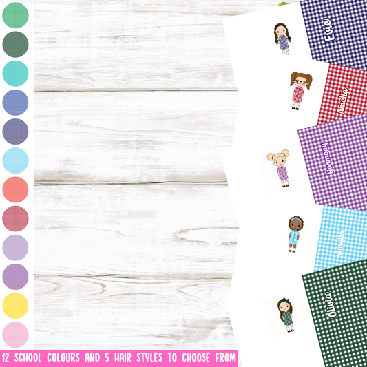 Personalised Gingham Colour Dress School Girl Fabric (Fully Customisable)
