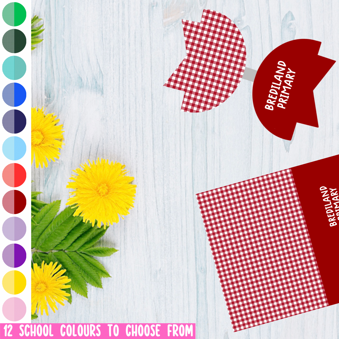 Personalised School • Half Gingham And Solid Fabric