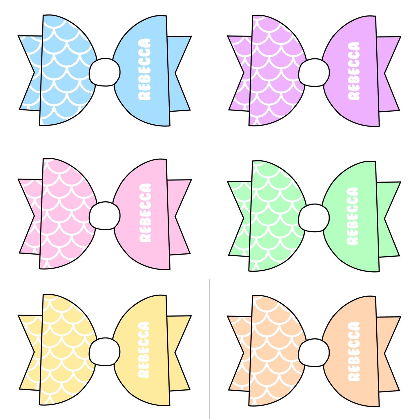 Personalised Pastel Mermaid Scales Half And Half Patterned Fabric