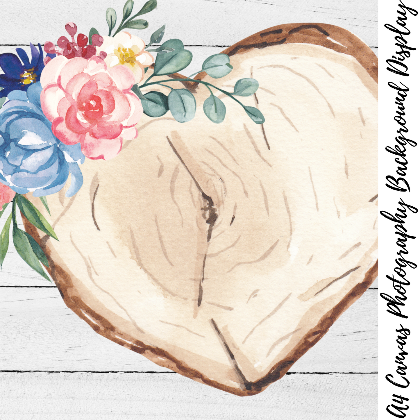 Heart Floral Wood Slice Photography Background Display