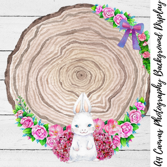 Bunny Wood Slice Photography Background Display