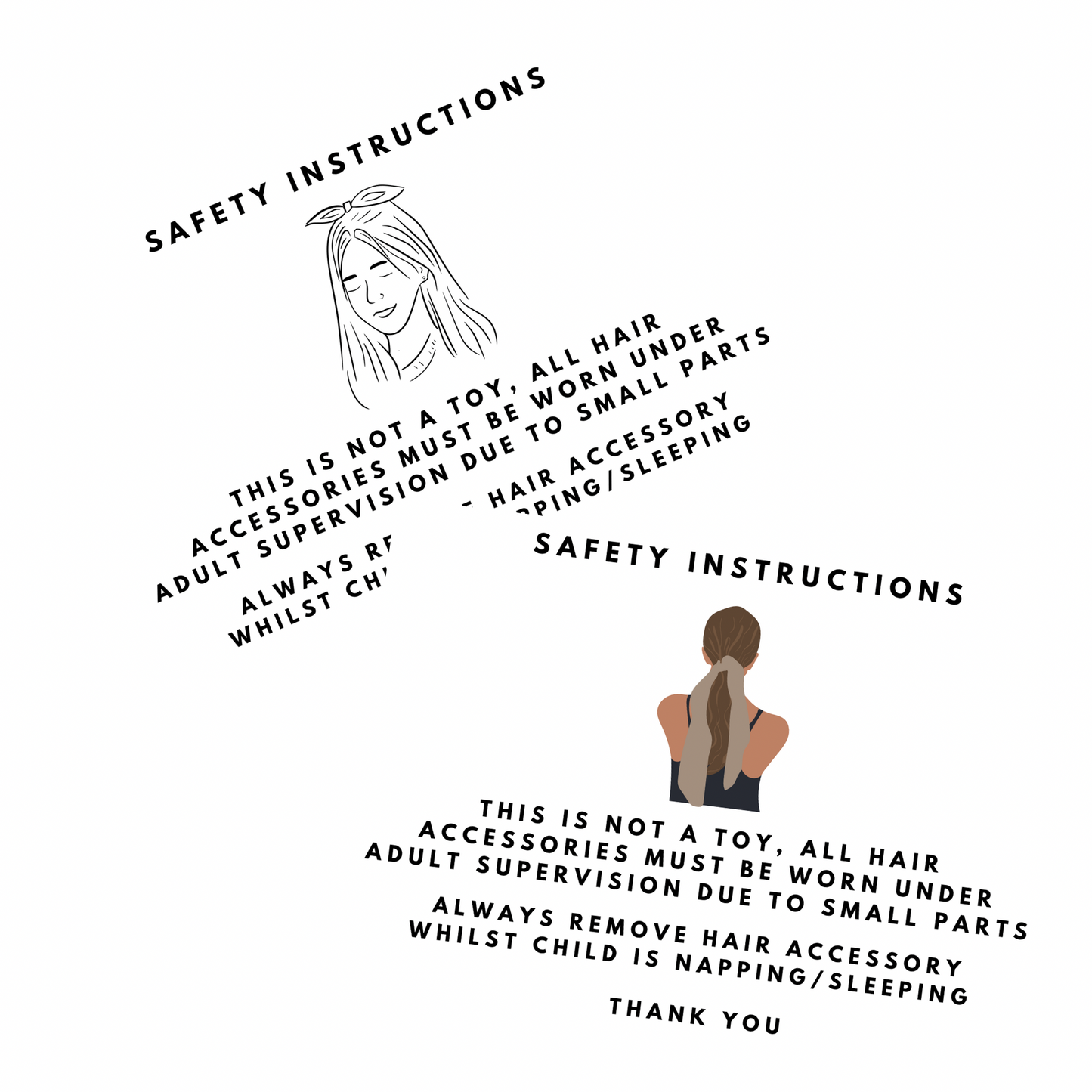 Hair Bow • Safety Instruction Warning Cards