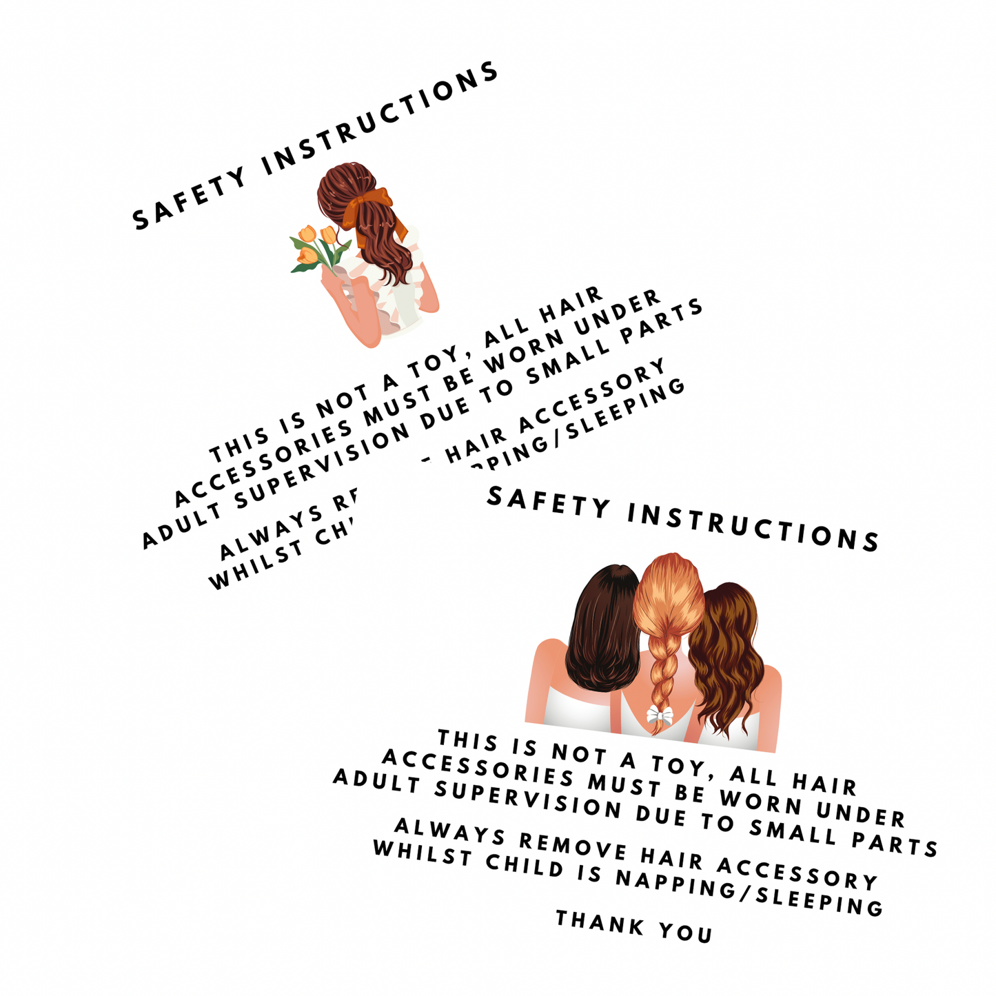 Hair Accessories • Safety Instruction Warning Cards