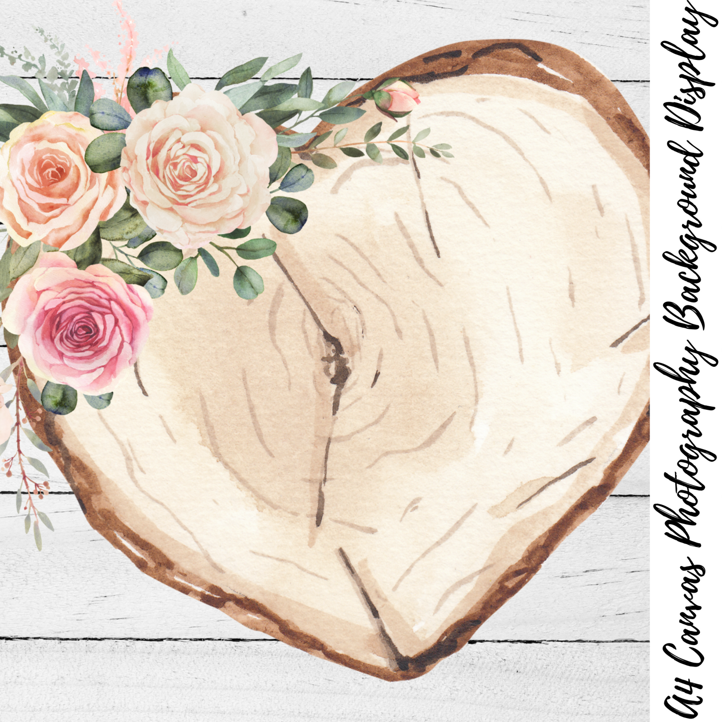 Heart Floral Wood Slice Photography Background Display
