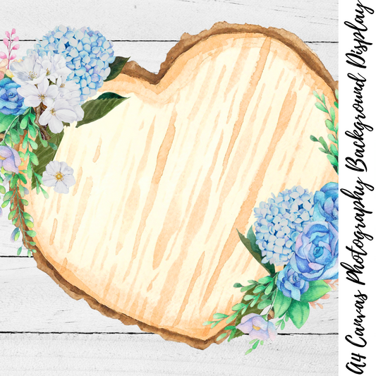 Heart Floral Wood Slice Photography Background Display