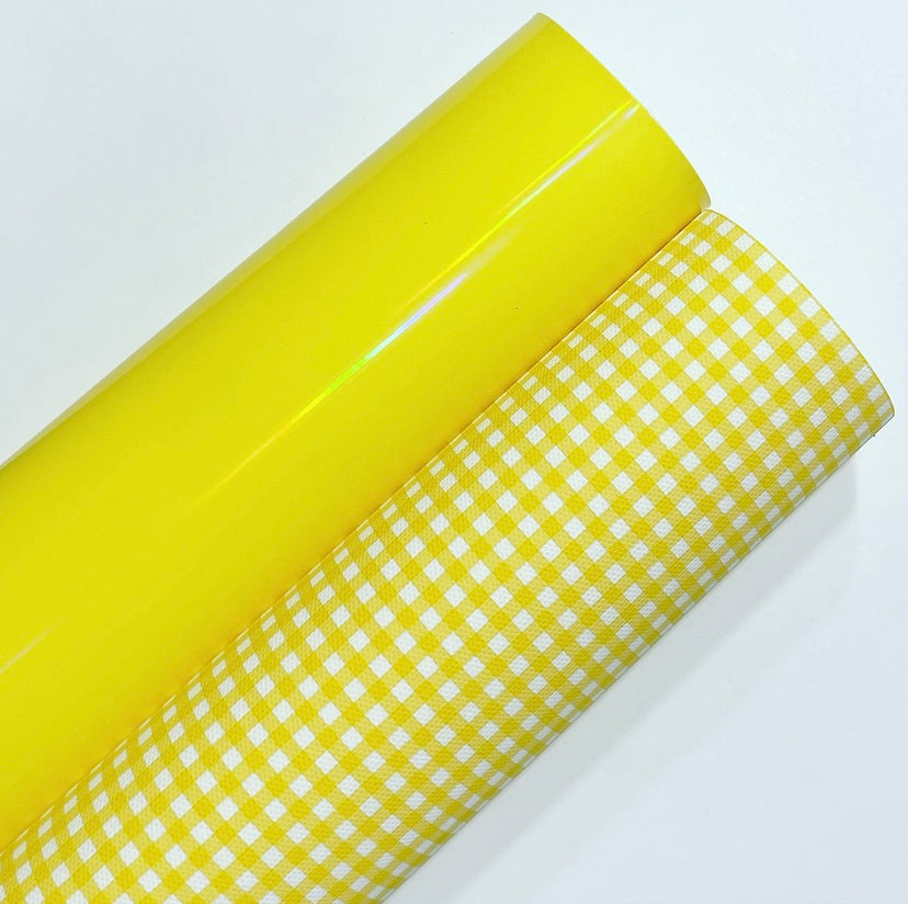 Yellow Gingham And Patent Set