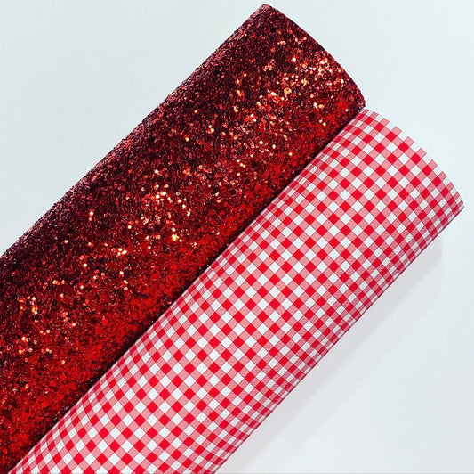 Red Gingham And Chunky Glitter Set