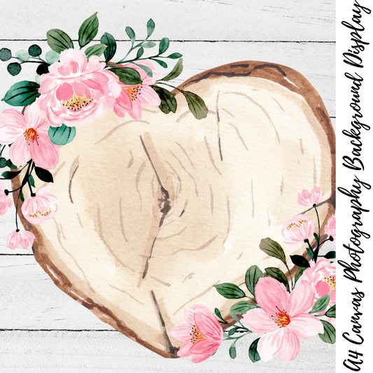 Heart Floral Wood Slice Photography Background Display