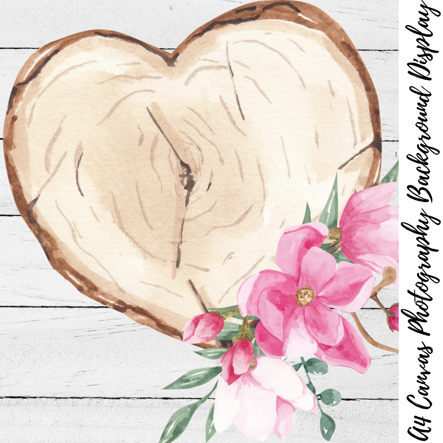 Heart Floral Wood Slice Photography Background Display