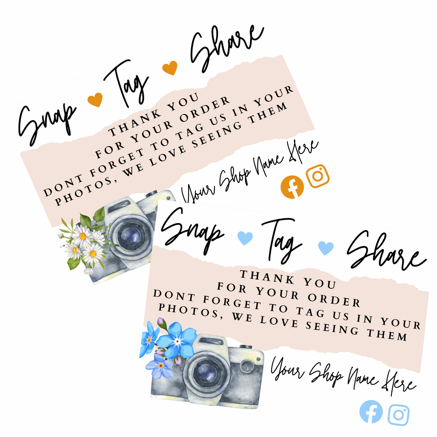 Snap, Tag And Share Cards (Add Your Shop Name)