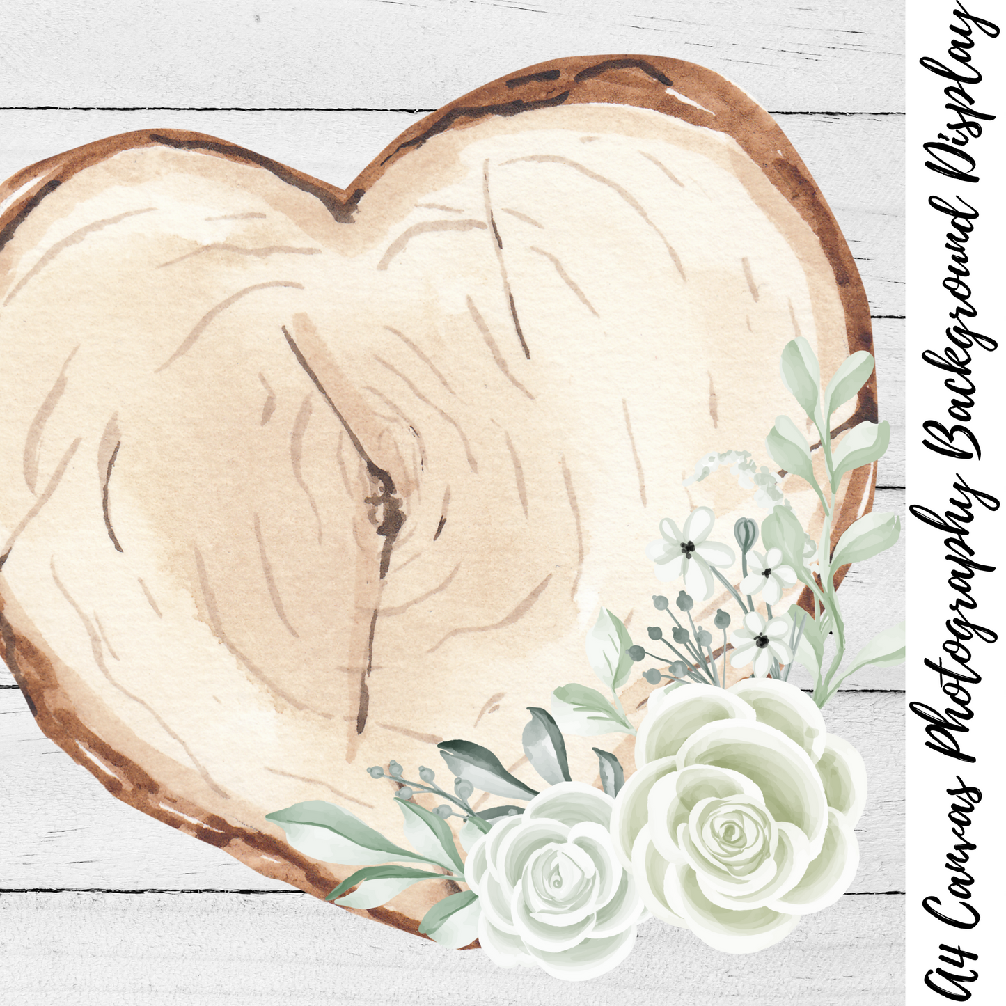 Heart Floral Wood Slice Photography Background Display